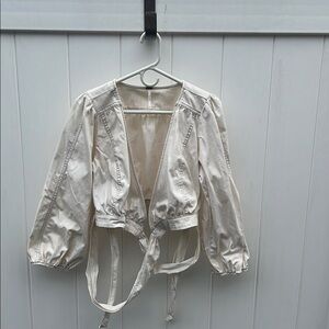 Elegant Cream Tie-Front Blouse